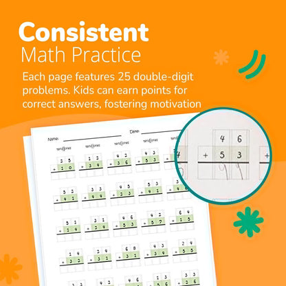 Channie's One Page A Day Double Digit Math Problem Workbook for 1st Graders, 2nd Graders, and 3rd Grade Simply Tear Off On Page a Day For Math Repetition Exercise! Addition and Subtraction Workbook