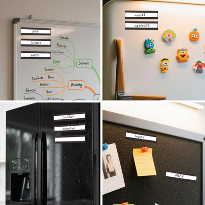 50 Pack Magnetic Label Holders, 'C' Channel Magnets Card Holders with Dry Erase Insert Label Card for Metal Racks and Shelves (1" x 2")