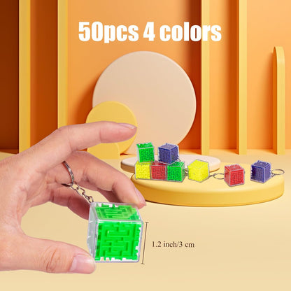 Halloscume 50 Pcs Maze Puzzle Toy Gift 3D Cube Box Mini Maze Christmas Puzzles Game for Adults Birthday Party Favors Stocking Stuffers for Kids