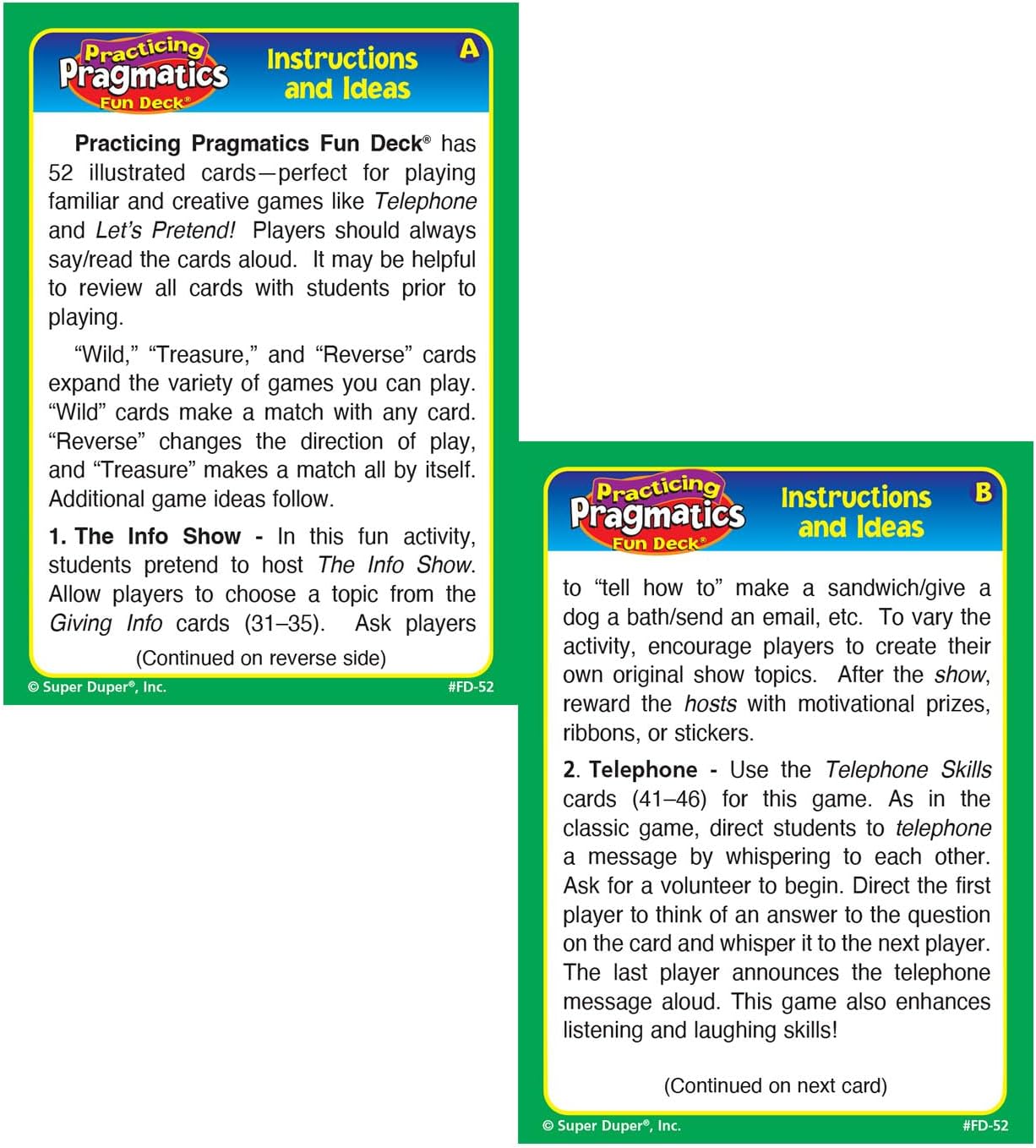Super Duper Publications | Practicing Pragmatics Fun Deck | Conversation and Social Skills Flash Cards | Educational Learning Materials for Children