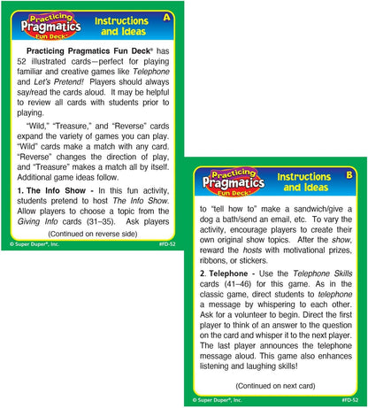 Super Duper Publications | Practicing Pragmatics Fun Deck | Conversation and Social Skills Flash Cards | Educational Learning Materials for Children