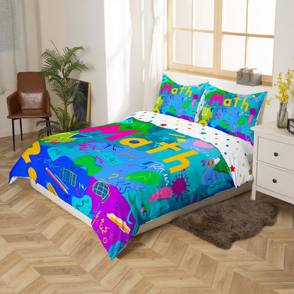 Erosebridal Chemistry Bedding Set Chemical Equation Comforter Cover for Kids Boys,Science Students Duvet Cover Test Tube Microscope Chemical Equipment Bed Set Full,Science Educational Dorm Room Decor