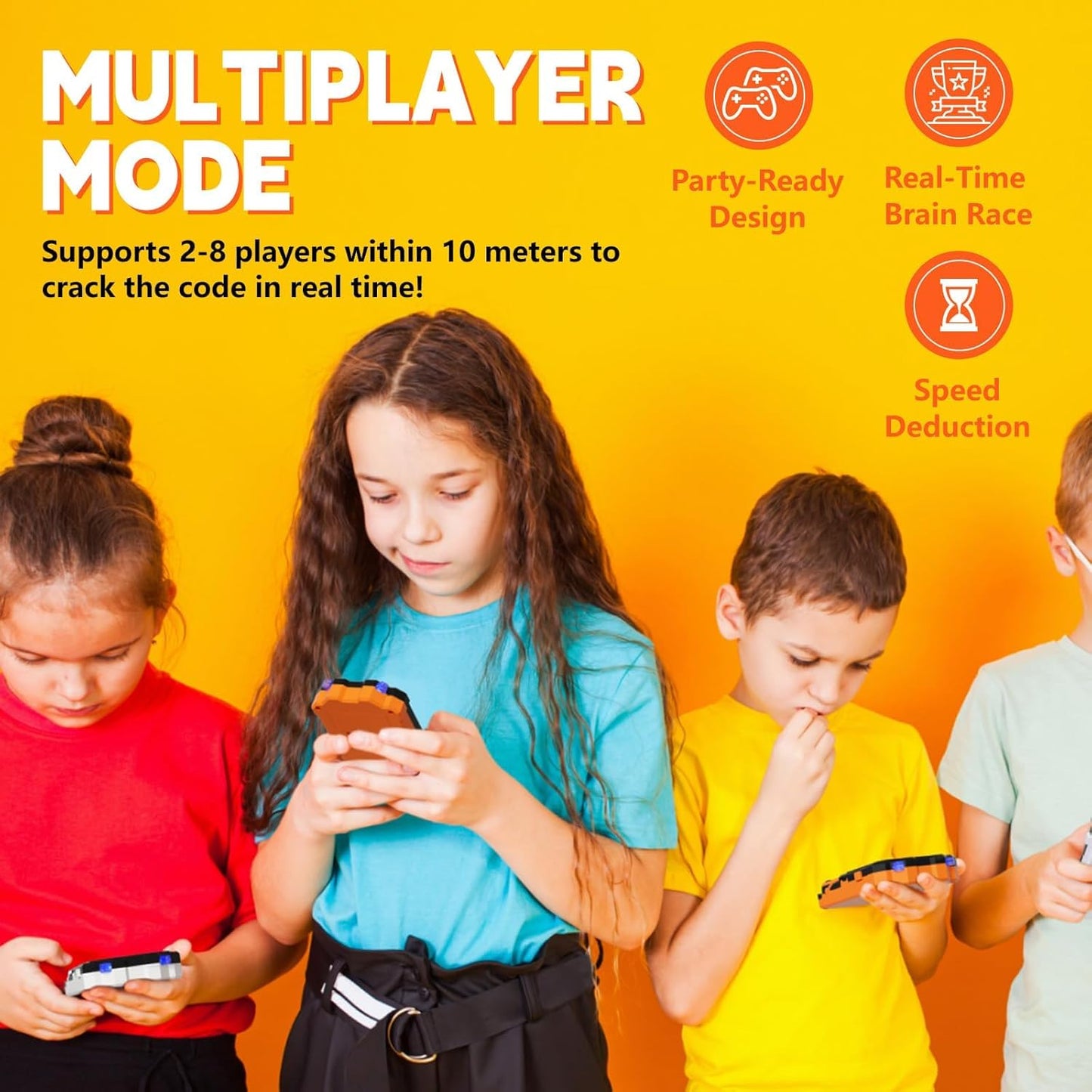 Crack The Code - Electronic Mastermind Code Breaker with Clamp, Super Decoder Handheld Puzzle Games for 1-8 Players, 10,000+ Logic Challenges for Kids & Adults Ages, Portable Travel Game & Gift