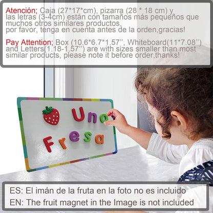 Spanish Magnetic Letters Alphabet Magnets - Letras Españolas y Números Magnéticos para Niños, 4 Colors for Classroom and Home Teaching, 4 Colores para La Enseñanza en Aula y Casa(4 Sets ES2)