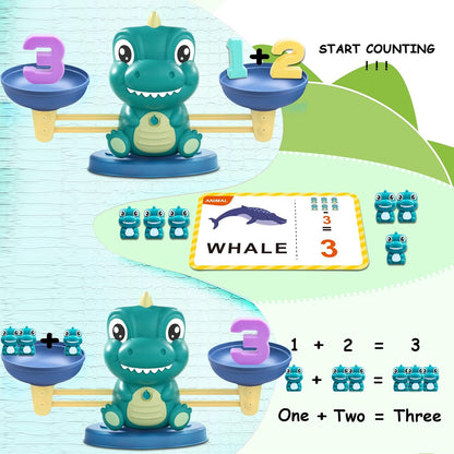 Kaodezhu Dinosaur Math Balance Toy for Boys and Girls - Montessori Matching Letter Toy for Kids 3 Year Olds, Educational Kindergarten Preschool Early Learning, Birthday Gift for 4 5 6 7 Years Old