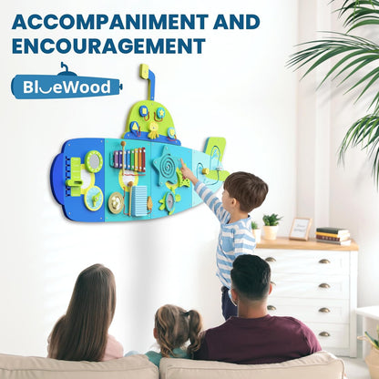 BlueWood Wooden Wall Busy Board Panels, Toddler Learning Activity Center, Montessori Philosophy Sensory, Educational Toys, Conducive to All-Round Development - Whale