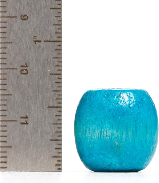 125 Large Hole Wood Beads for Crafts and Macrame 17mm x 14mm Barrel Hair Beads with 8mm Large Hole Multicolor Assortment, 125 Count