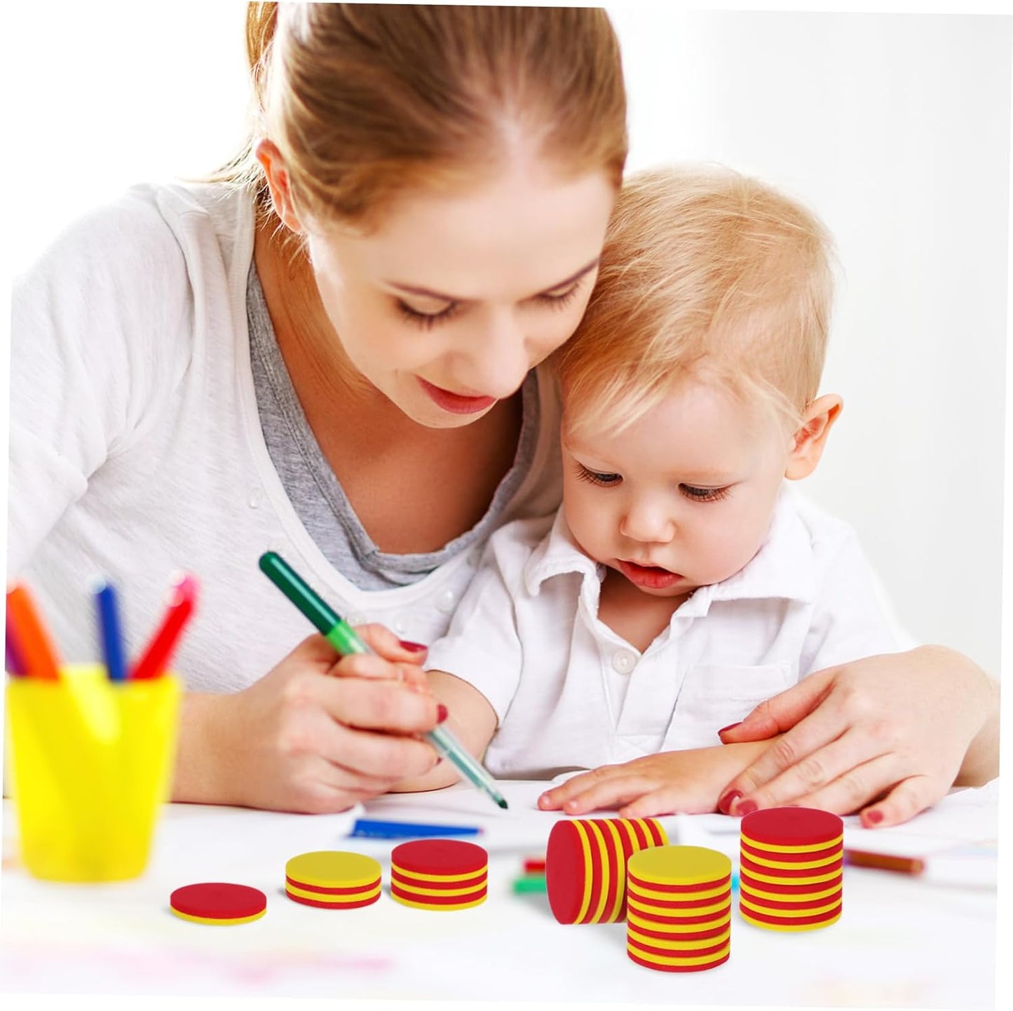 BESPORTBLE 2sets Discs Math Learning Counters Math Addition Math Counters Counting Blocks for Counting Blocks for Math Tokens Color Counting Chips 100pcs*2