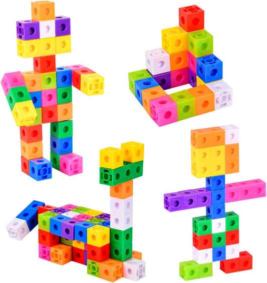 Montessori Math Linking Cubes Set, Plastic Magic Square Blocks with Pattern Cards