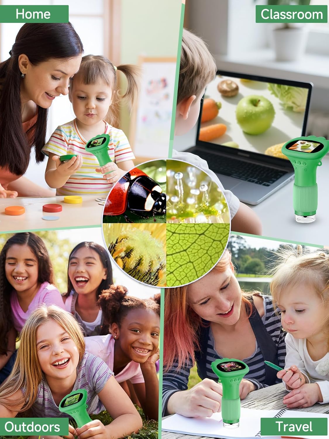 Acoath Microscope for Kids, 1000X Handheld Digital Miniscope with 2.0" Screen, Portable Pocket Microscope Education Toys Birthday Gifts for Age 3 4 5 6 7 8 9 10 Girls Boys