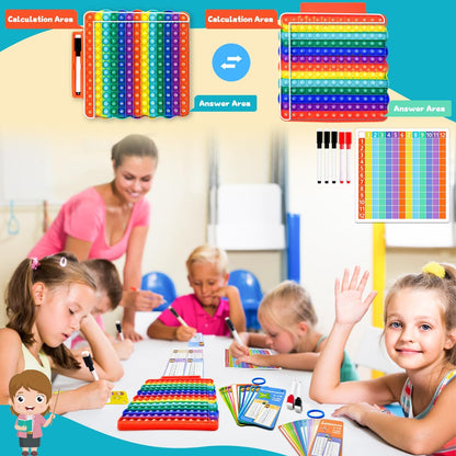 Addition Flash Cards+Multiplication Flash Cards + Fingertip Bubbles Toy, Interesting Math Combination, Math Games for Children Aged 3 +