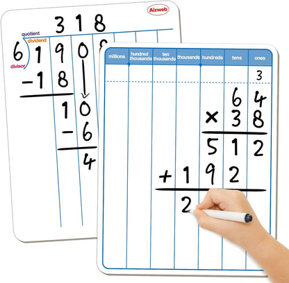 Aizweb 12 Pack Dry Erase Board Card,9" x 12" Small Whiteboard Number Line 120 Numbers Chart Ten Frame,Math Manipulatives Addition Subtraction Game for Student Classroom Must Haves Teacher Supplies