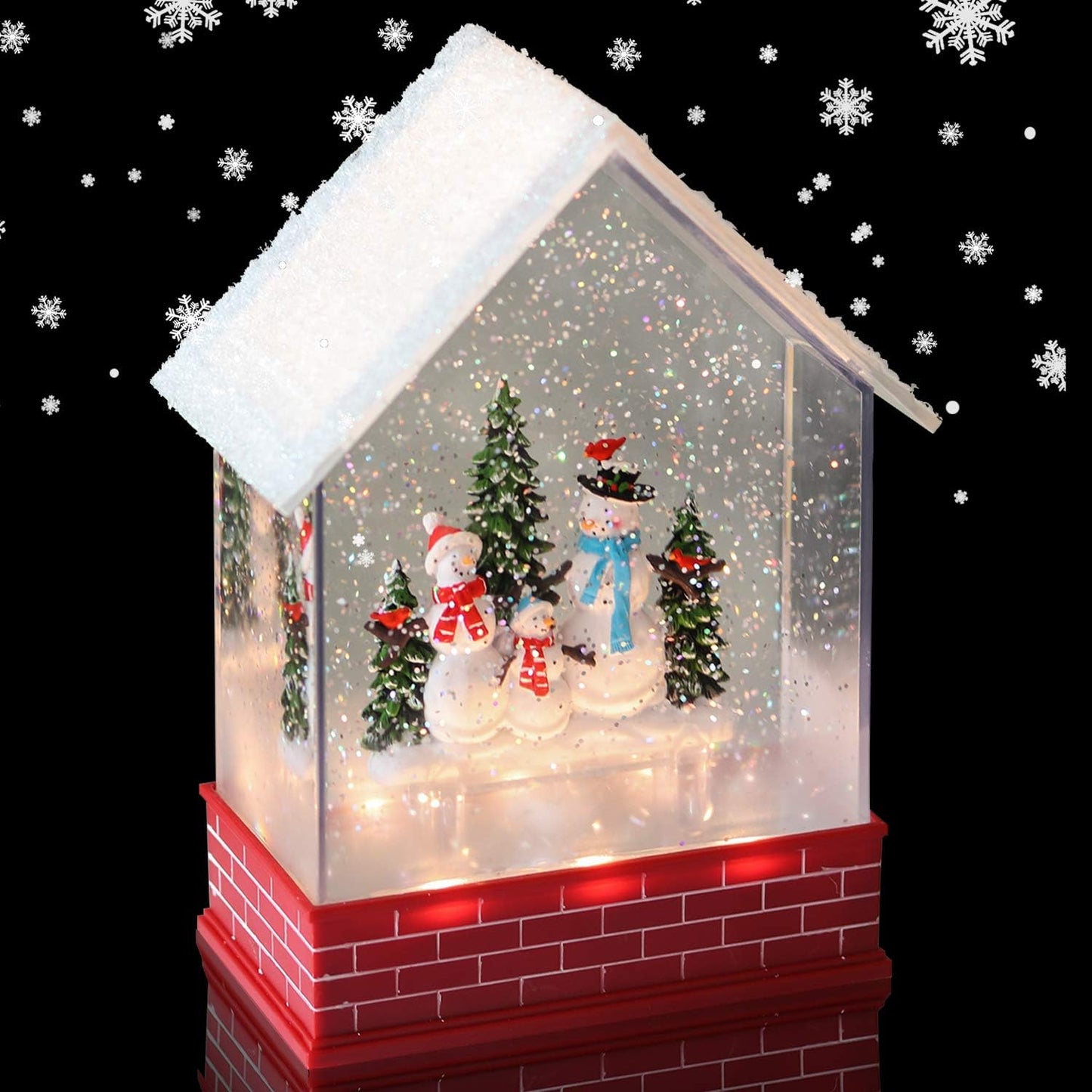 Eldnacele Musical Snow Globe Lantern with Timer, Lighted USB/Battery Operated Swirling Singing Water Glittering Lantern, Snow Globes for Adults and Kids Christmas Decoration- Santa