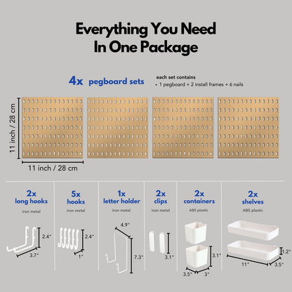 Keepo Peg Board Wall Organizer – Plastic Pegboard Panels, Modular Peg Board Storage System for Home Office, Craft Room, Gaming Setup (White, 33″×22″)