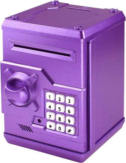 Piggy Bank Electronic Mini ATM for Kids Baby Toy, Safe Coin Banks Money Saving Box Password Code Lock for Children,Boys Girls Best Gift (Silver)