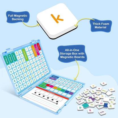 Aizweb Phonics Magnetic Letters Tiles,Hooked on Phonics Alphabet Letter Sound,Learn to Read Spelling Phonemic Awareness Speech Therapy Reading Manipulative,Preschool Pre k Classroom Materials
