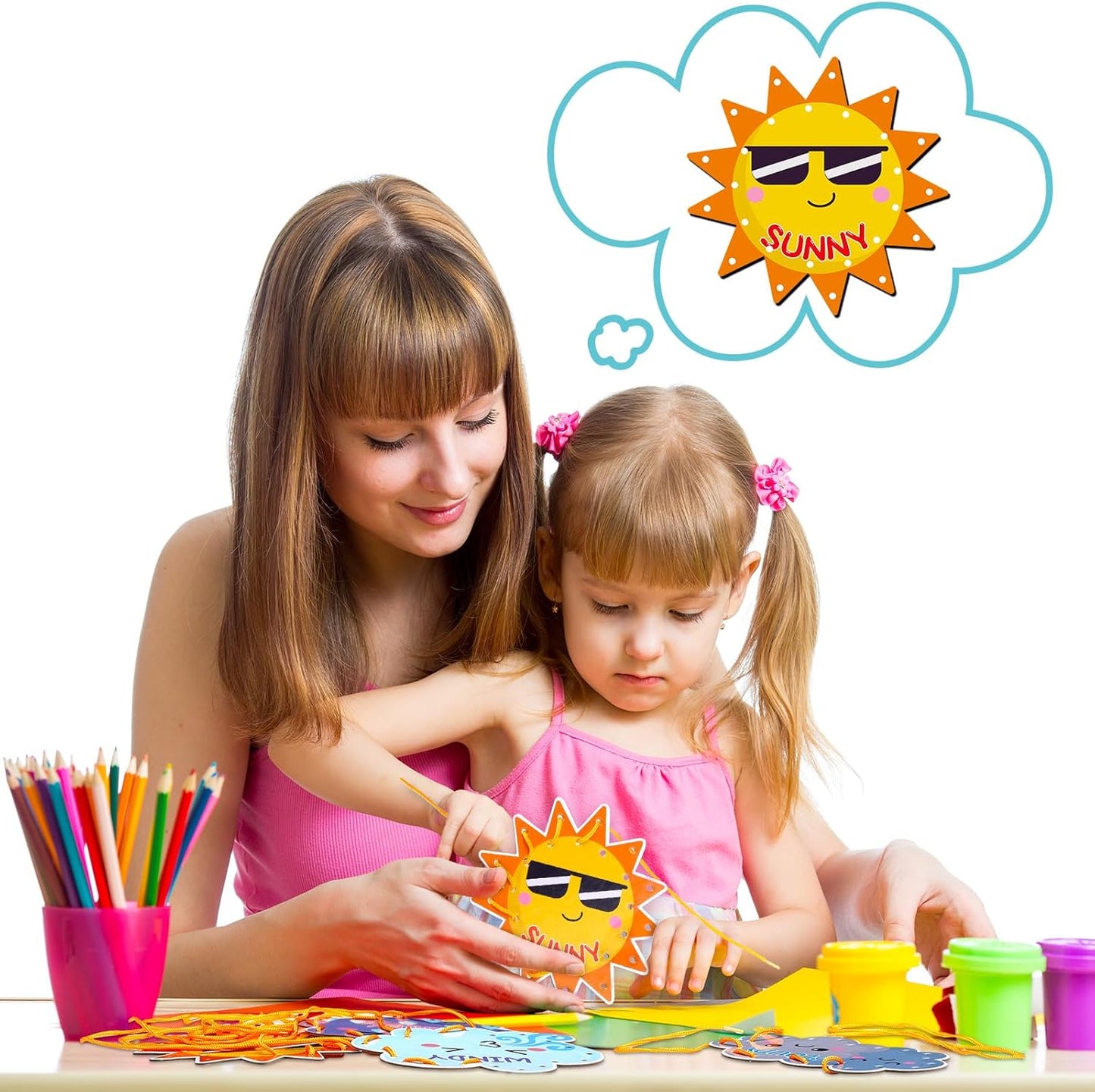 Funrous 10 Pieces Kids Recognition Lacing Cards Thick Cardboard Educational Sewing Cards Double Sided Lacing Playing Games for Children Toddler Preschool Developing Imagination Supplies (Shape)