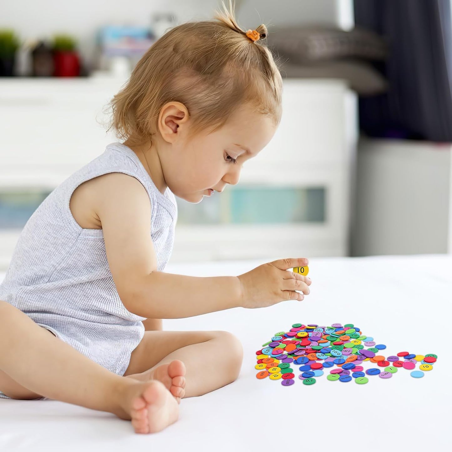 NUOBESTY 300pcs Place Value Disks 10 Values Decimals to Whole Numbers Counting Chips for Kids Base 10 Place Value Manipulatives Math Counters Discs Set for Elementary School Math Supplies (Pack of 2)