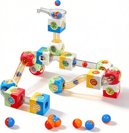 130 PCS Marble Run Set, STEM Educational Marble Maze Games, DIY Creative Building Blocks Rolling Ball Race Game Gift