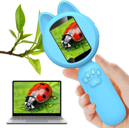 Leipan Magnifying Glass for Kids, 100X Handheld Microscope with 2" LCD Scrren, Kids Magnifer with 8 LED Lights, Christmas Birthday Gifts for Children
