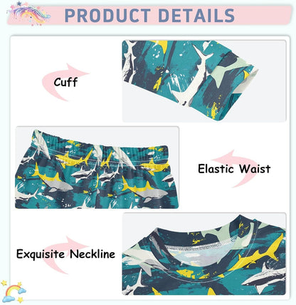 ALAZA Shark Starfish Palm Tree 2 Piece Pajama Set Long Sleeve Top and Pants Sleepwear Unisex - Colors A