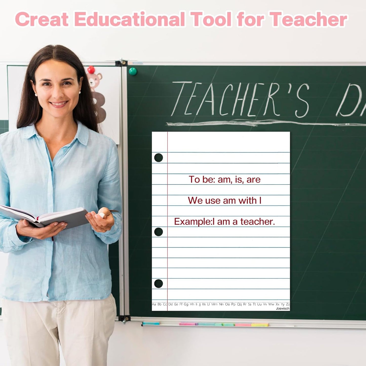 1PCS Giant Magnetic Notebook Paper 6 Magnetic Pens + 1 Eraser Erasable Handwriting Lined Paper Whiteboard Accessories, Dry Erase Notebook Teaching Aids, Homeschool Teaching Supplies 17" x 22"