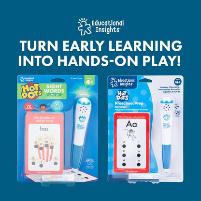 Educational Insights Hot Dots Kindergarten Prep Set – Toddler ABC Flash Cards with Interactive Pen, Kindergarten Learning Activities, Reading & Math Workbooks, Learn to Read for Kids ages 4+