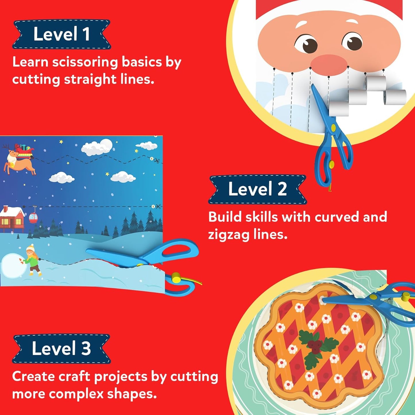 Skillmatics Scissor Skills Activity Book - Snip Snip, 25 Cutting Activities for Preschoolers, Felt Craft Kit, 2 Child-Safe Scissors, Fine Motor Skills, Screen-Free Fun, Gifts for Kids Ages 3-7