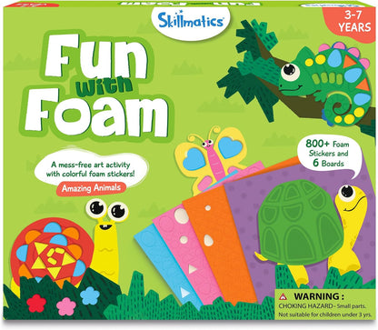 Skillmatics Foam Sticker Art Activity - Animals, Mess-Free Fun for Kids, 800+ 3D Foam Stickers, DIY Felt Craft Kits, Gifts for Boys & Girls Ages 3, 4, 5, 6, 7