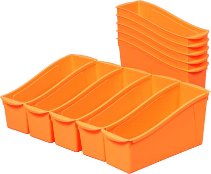 ECR4Kids Linking Plastic Storage Book Bin, Multipurpose Organization, Neon Purple, 10-Piece