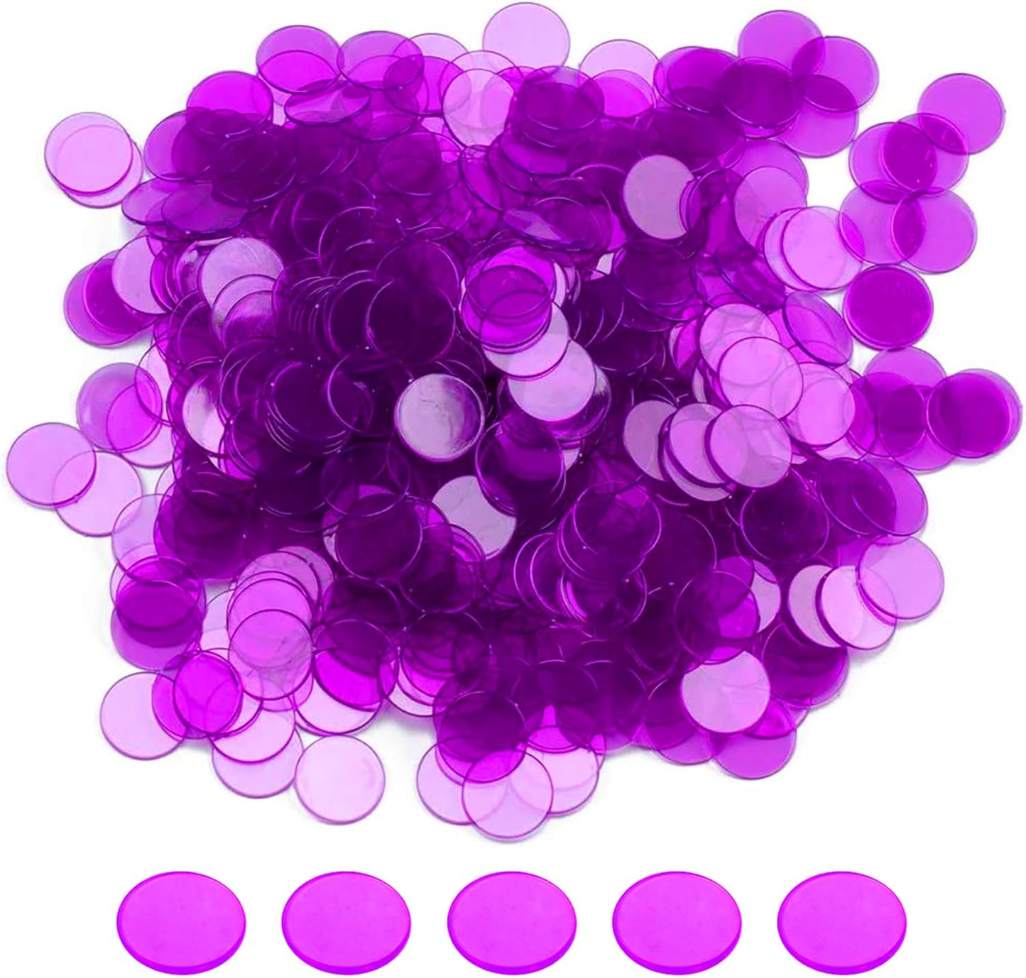 GSE Games & Sports Expert Blue Bingo Chips, 500 Pieces 3/4-Inch High-Contrast Transparent Counting Chips for Bingo Games, Parties
