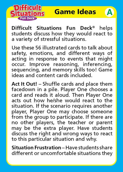 Super Duper Publications | Difficult Situations Fun Deck | Social Skills and Safety Flash Cards | Educational Learning Materials for Children