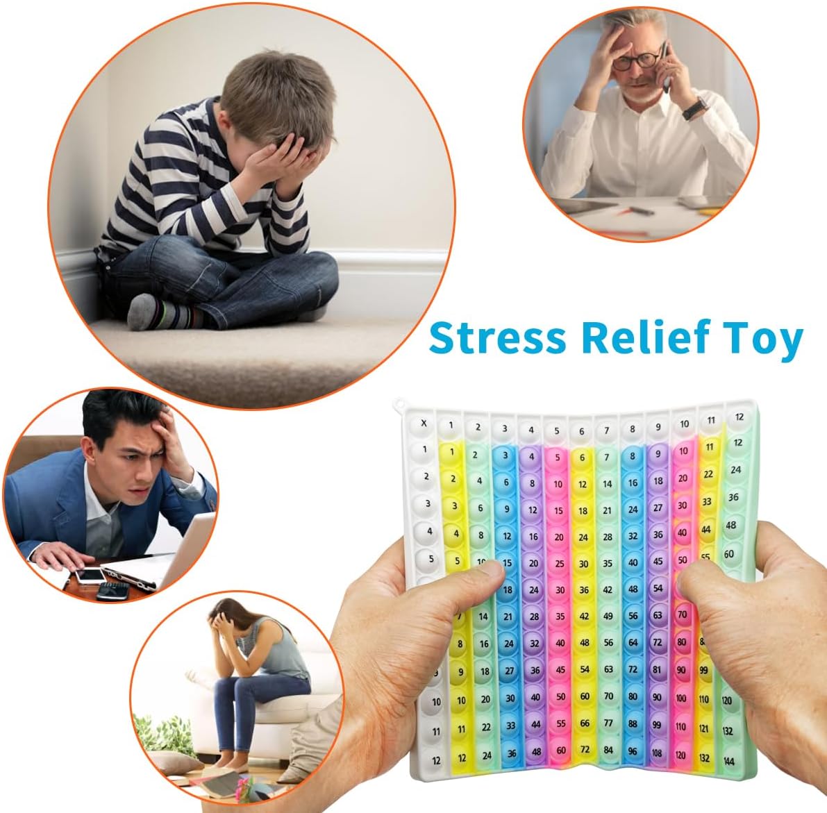 12x12 Multiplication Chart Pop Toy Board, Math Games for Kids, Educational Math Manipulatives, Classroom Learning Supplies, Stress Relief Fidget Toy for Kids & Adults with Anxiety