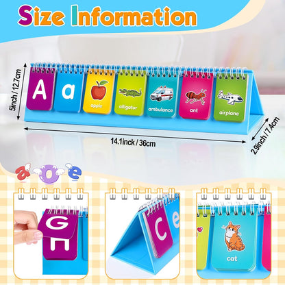 Alphabet Learning Flip Chart Toddler ABC Learning Toys for Kids Ages 3-5, Matching Letter Game Lowercase & Uppercase Alphabet Flash Cards, Kindergarten Preschool Classroom Learning Activities