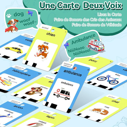 Spanish and English Talking Flash Cards for Toddlers 1 2 3 4 5 6 Year Olds, 420 Sight Words, Montessori Learning Toys, Pocket Speech Therapy Toys, Sensory Preschool Educational Birthday Gift