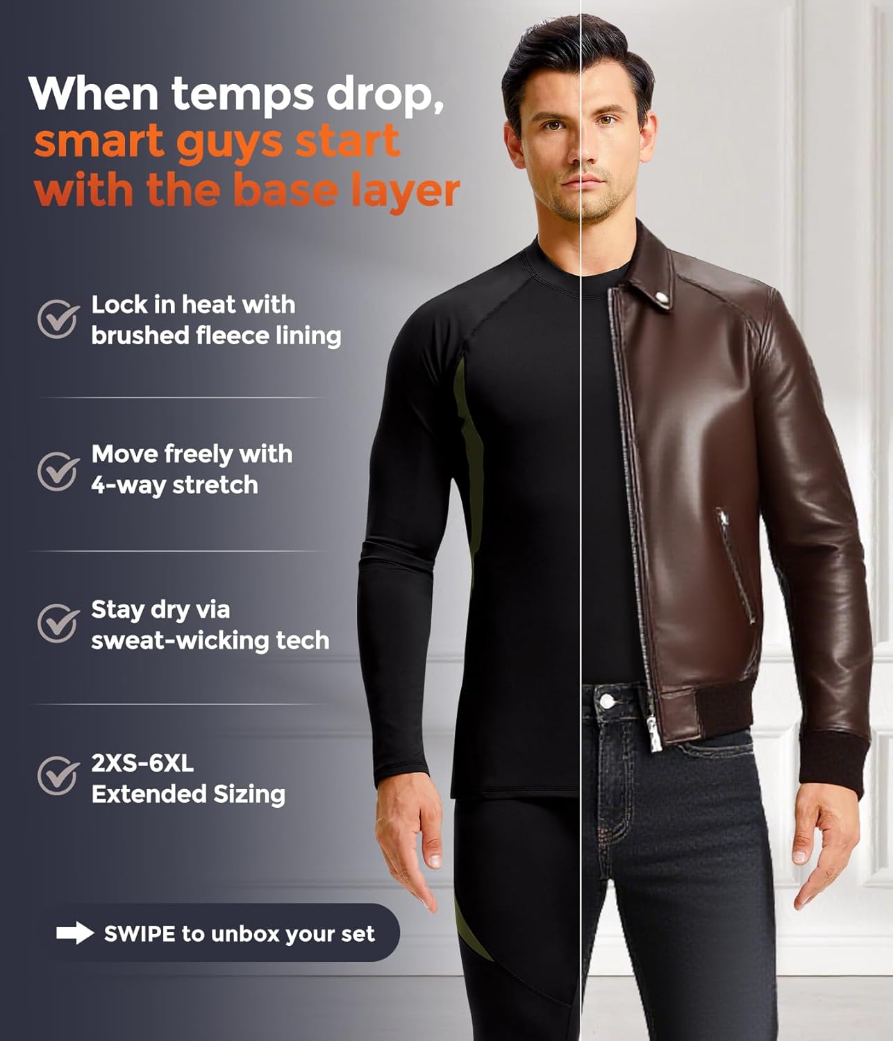 CL convallaria Thermal Underwear Long Johns Set Mens Winter Gift Hunting Gear Sport Base Layer Bottom Top - Colors B
