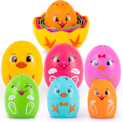 ArtCreativity Stacking Egg Cup Bath & Pool Toys – Set of 11 – Nesting Bunny & Chick Water Toys for Toddlers – Colorful Educational & Playtime Toys for Kids – Baby Bath Toy Set for Ages 3+