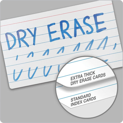 Oxford Dry Erase Index Cards, 3x5 Ruled, Reusable Flash Cards, Double Sided Dry & Wet Erase Cards for Gaming, Study or Vocabulary, 100-Pack (63512)