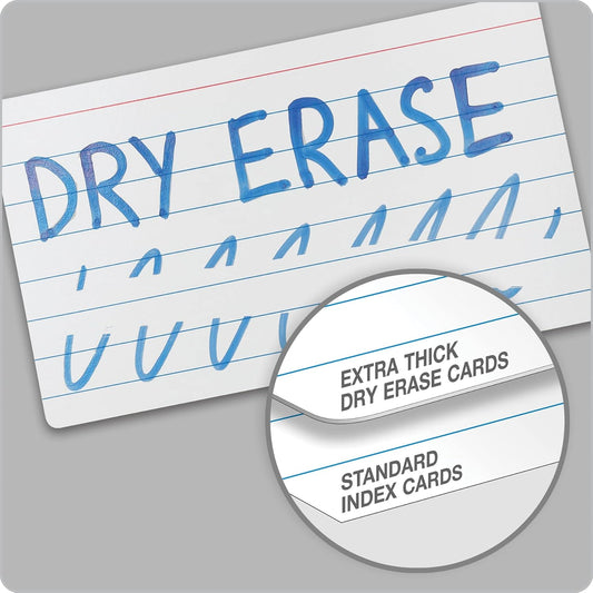 Oxford Dry Erase Index Cards, 3x5 Ruled, Reusable Flash Cards, Double Sided Dry & Wet Erase Cards for Gaming, Study or Vocabulary, 100-Pack (63512)