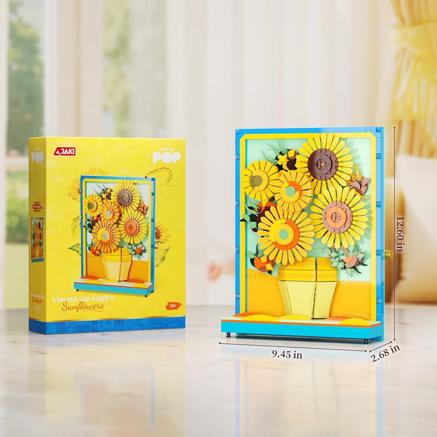 Rotatable Sunflower Building Set,Sunflowers Table Art Painting Frame,Home Office Table Centerpiece Decor,Gifts for Her Him Girls 14+