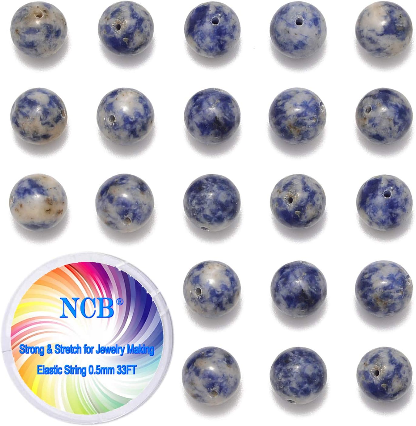 NCB 100pcs Original Natural Stone Beads Gemstone Round Loose Beads 6mm 8mm 10mm (Blue Aventurine, 6mm 100Beads) - Colors A