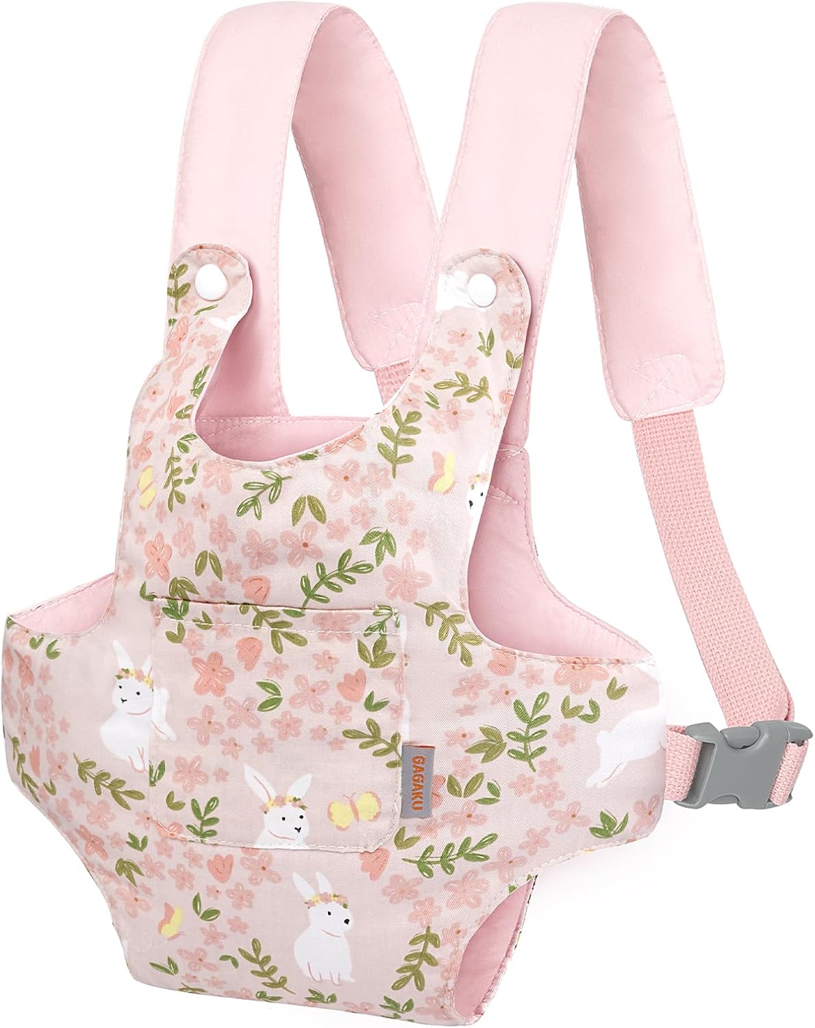 GAGAKU Doll Carrier for Stuffed Animals, Reborn Baby Doll Accessories Toy Carriers for Kids 3+ Toddlers - Pink Wax Flowers