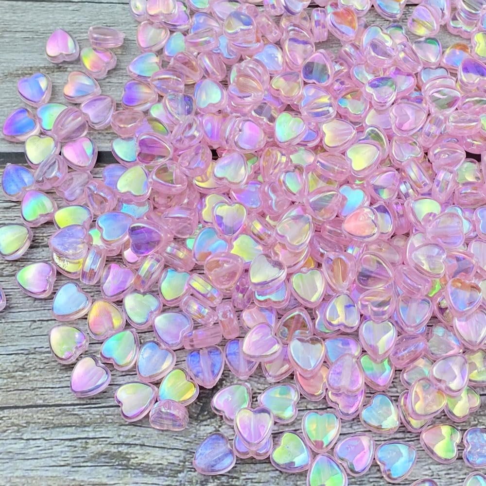 400 PCS Acrylic Heart Shape Beads AB Colors Heart Pony Spacer Beads for Jewelry Making DIY Bracelet Earring Necklace Key Chains(Deep Pink)