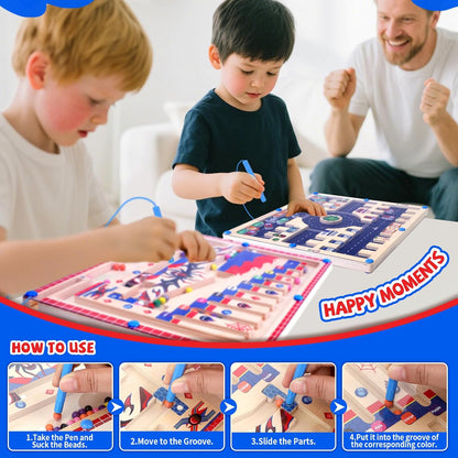 wakeInsa Magnetic Color and Number Maze,Montessori Toy for 2-5 Years Old Girls,Wooden Magnet Balls Puzzles,Toddler Busy Board Game,Preschool Learning Activities,Christmas & Birthday Gift for Kids