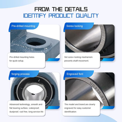 UCP202-10 Pillow Block Bearing,5/8" Bore Mounted Pillow Bearing Cast Iron Base -Self Aligning Chrome Bearing,2 Pcs