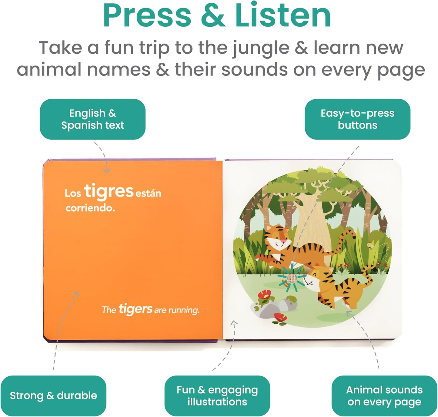 Binibi La Granja Bilingual Sound Book - Interactive Spanish Learning for Babies - Ages 1-5