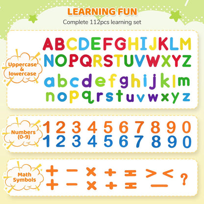 LovesTown Magnetic Alphabet Letters Kit for Kids, Double Sided Magnetic Board with Storage Box, Educational Learning Toys for Preschool Classroom and Home, 234 Pieces