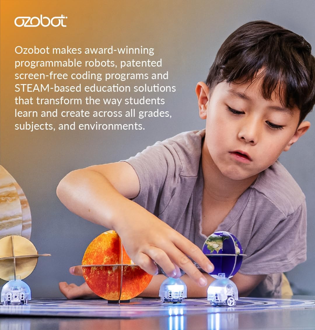 Ozobot OzoGoes to Sun, Earth & Moon STEAM Kit, Ages 8+, Learn Celestial Movements, Critical Thinking, NGSS Aligned, Group Learning, Assembly Guide, QR Digital Lessons, Robot Not Included