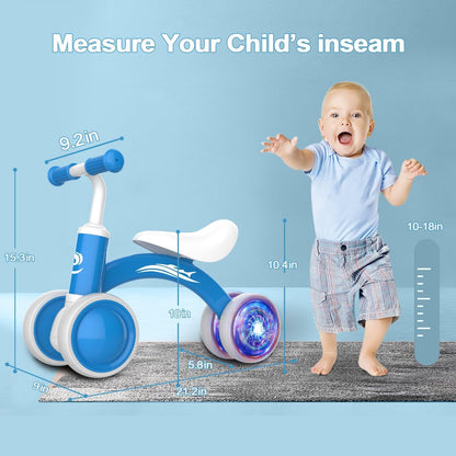 Gamfeiny Colorful Lighting Baby Balance Bike Toys for 1 Year Old Boy Girl Gifts, 10-36 Month Toddler Balance Bike, No Pedal 4 Silence Wheels & Soft Seat First Riding on Toys, 1st Birthday Gifts