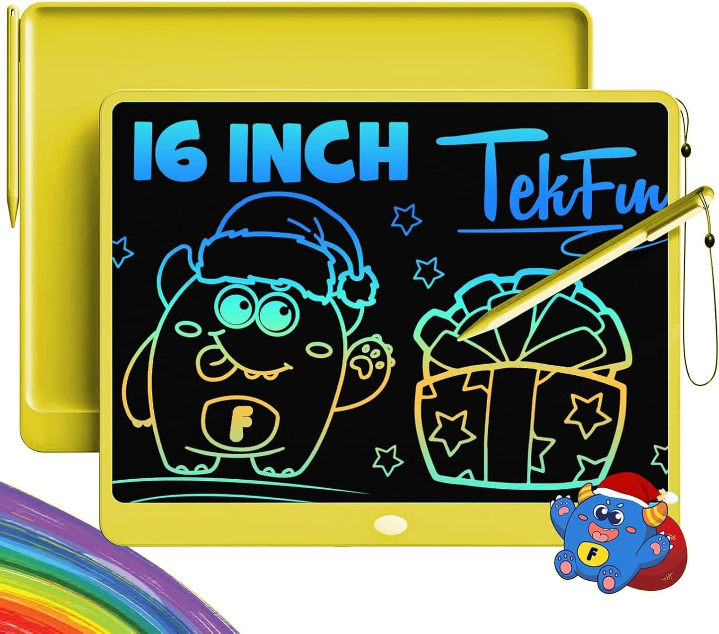 TEKFUN LCD Writing Tablet for Kids, 10-inch Coloring Drawing Pad, Mess Free Doodle Board, Airplane Travel Toys for Boys and Toddlers, Road Trip Essentials, Gifts for 3 4 5 6 7 8 Year Old Girls(Blue)